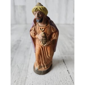 Vintage wiseman incense purple nativity statue figurine religious
