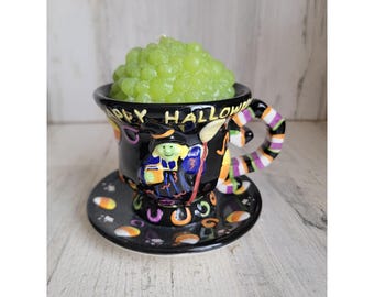 Halloween filiżanka kocioł świeca mikstura czarownica wystrój domu vintage