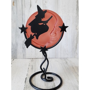 Dept 56 33801 Witch moon tea light reflective glass candle holder Halloween