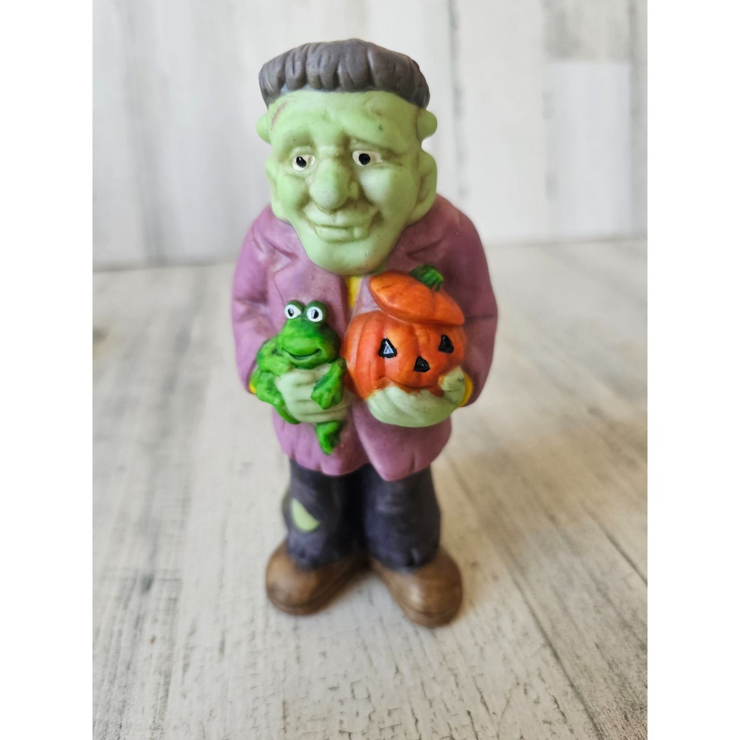 Vintage Ceramic Frankenstein Candle Holder Frog Halloween Prop Etsy