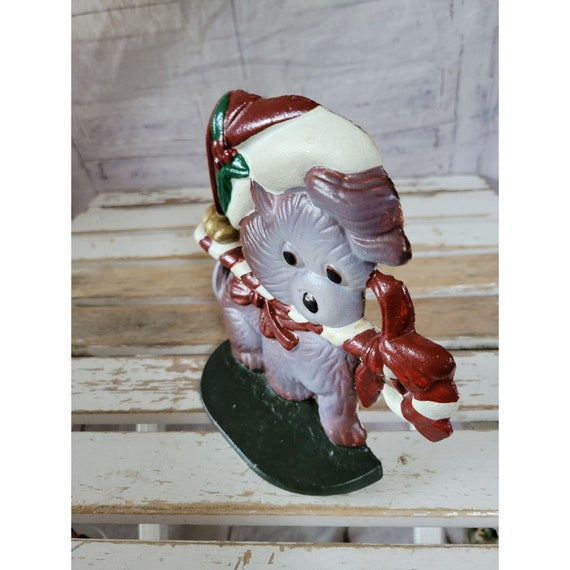 Vintage Midwest home dog door stop Xmas candy cane puppy Xmas home decor