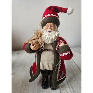 Father Santa statue Santa figurine burlap coat felt