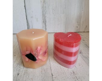 Valentine heart shaped candle flower floral unique home decor wax