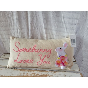 3d Easter shabby chic bunny pillow decor rabbit pink mini new