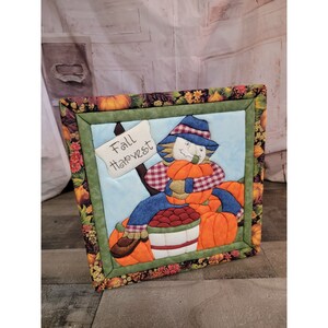 Cosecha de otoño espantapájaros calabaza manzana granja pared arte decoración
