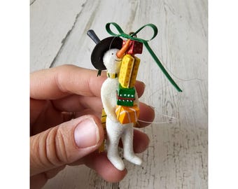Dept 56 krinkles Mini pencil snowman present scarf glitter ornament Xmas tree