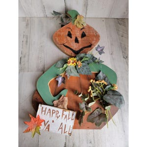 Halloween wooden pumpkin jack-o&#39;-lantern man hanging sign home decor