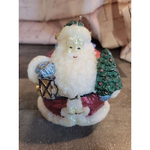 Large Santa Claus wax candle glitter tree Xmas Decor figure