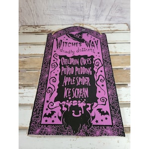 Brujas Halloween signo cartón hogar decoración púrpura signo