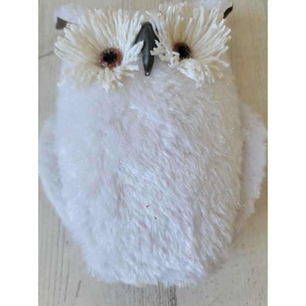 Hibou blanc scintillant oiseau Woodland ornement décor de Noël