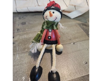 Snowman napkin holder Xmas figure decor happy scarf hat