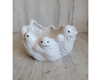 Lillian Vernon Ghost Candy Bowl Ceramic Vintage Halloween Home