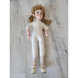 Marian yu porcelain doll blonde pigtail braid girl collectible