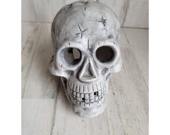Keramik Schädel Teelicht Kerzenhalter Halloween Wohnkultur