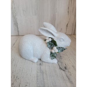 Glitter bunny mistletoe rabbit easter animal spring decor figure