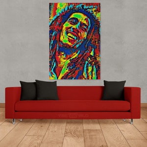Bob Marley Canvas Art Abstract Colorful Bob Marley Painting Wall Art Decor Pop Art Colors image 3