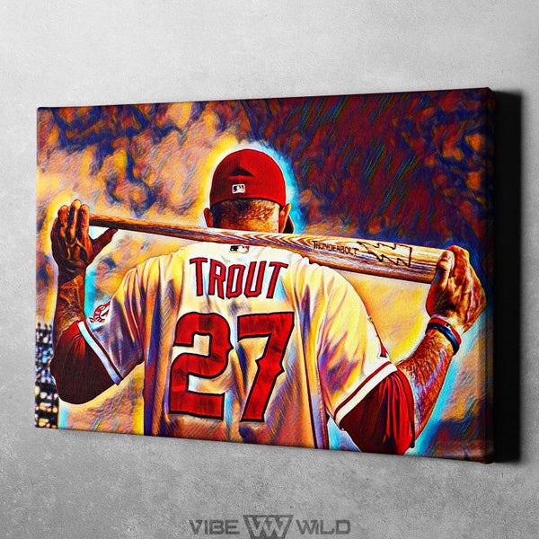 Mike Trout Canvas Wall Art | Mike Trout Painting | Mike Trout Prints Decor