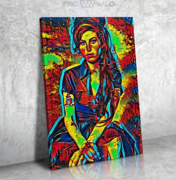 Amy Winehouse Canvas Art Painting Abstract Colors Amy Winehouse Wall Art Pop  Art Amy Winehouse Wall Decor 