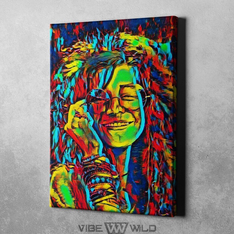 Janis Joplin Canvas Art Painting Abstract Colors Janis Etsy