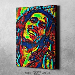 Bob Marley Canvas Art Abstract Colorful Bob Marley Painting Wall Art Decor Pop Art Colors image 2