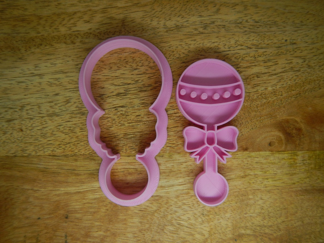 Baby Rattle 2pc Cookie Cutter & Fondant Embosser Set Baby Etsy