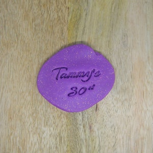 Script Custom Name & Custom Age stamp cookie fondant Birthday embosser