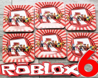 Roblox Party Favors Etsy - roblox foil latex combo gift candy bag favor table cover cup plate party box balloon napkins supplies decoration banner
