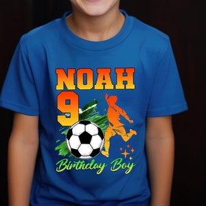 Personalized Soccer Birthday Boy Shirt, Custom Soccer Name and Number Tshirt, Soccer Birthday Party Shirt, Kids Soccer Birthday Boy Gift 325