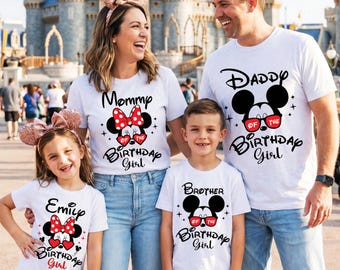 Camiseta de Minnie para niña de cumpleaños, conjunto familiar a juego personalizado de Disney D507