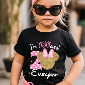 I'm Twodless T-shirt, aangepaste 2e verjaardag shirts, verjaardagsshirt, Minnie Mouse shirt, 2e verjaardag shirt meisje, verjaardagscadeau kinderen D299