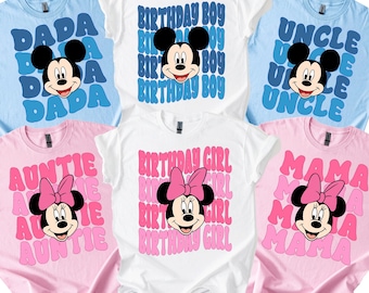 Gepersonaliseerde Minnie Mickey-verjaardagsshirt: Disney Family-outfit D506