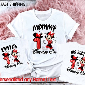 Minnie Birthday Family Shirts, Birthday Matching Family Shirts, Birthday Minnie Years, Birthday Disney Family Shirts, Kids Party Shirt D173