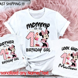 Minnie Birthday Family Shirts, Birthday Matching Family Shirts, Birthday Minnie Years, Birthday Disney Family Shirts, Kids Party Shirt D186