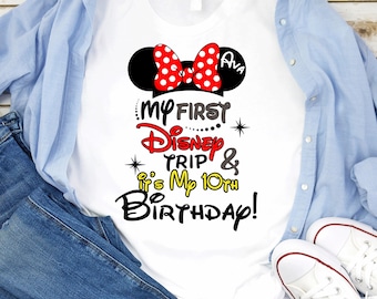 T-shirt personnalisé Mon premier voyage Disney, t-shirt anniversaire Disney D94