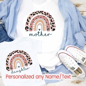 Mother Daughter Matching Shirts: Leopard Rainbow Outfit
