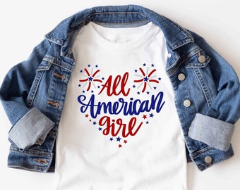 All American Girl-T-shirt 4 juli, patriottisch vuurwerk, A2