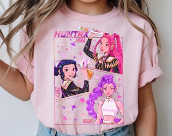 Huntrix T Shirt, Demon Hunters Shirt, Huntrix Girls T Shirt, Mira Rumi Joey Shirt, Demon Hunter Kids Shirt, Gift For Kpop Fan, Kpop Movie