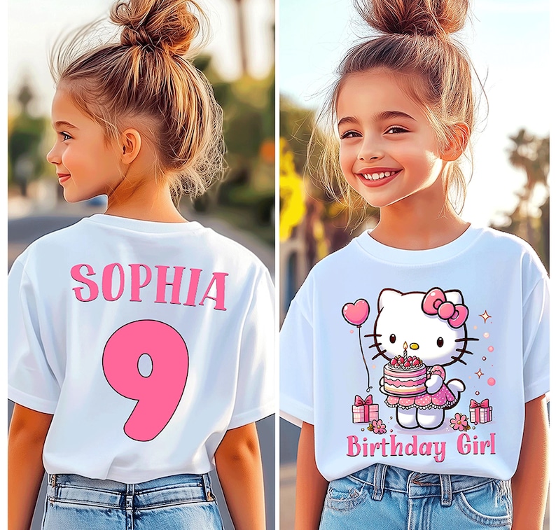 Personlig Hello Kitty födelsedagströja: Anpassad familjematchande outfit D440 bild 2