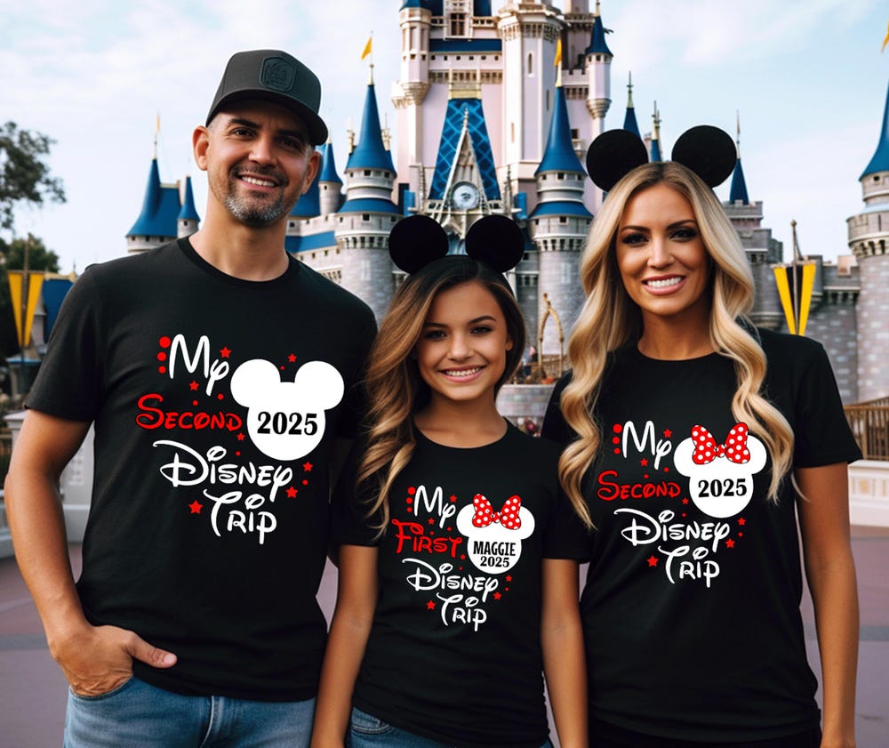 My First Disney Trip Shirt, Disneyworld Trip 2025 T-Shirt, First Disneyland Trip T-Shirt, Disney Family Trip, Mickey Minnie Disney Tee D123