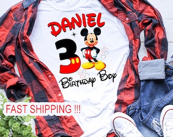 Mickey Birthday Boy Shirt: Personalized Birthday Party Tee D188