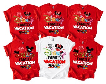 Disney Family Vacation 2025, Group Matching Outfit, Minnie Mickey Personalized Tee D172