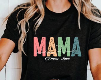 Custom Mama Shirt: Personalized Mom T-shirt With Children&#39;s Names