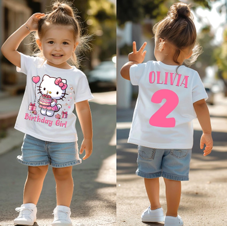 Personlig Hello Kitty födelsedagströja: Anpassad familjematchande outfit D440 bild 6
