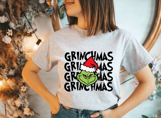 Unibly Maglietta Donna 'Merry Grinchmas' – Scritta Family, 100% Cotone, Vestibilità Regolare, Prodotta In Germania