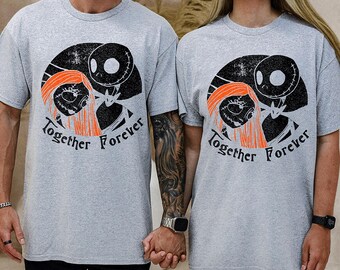 Jack und Sally Halloween T-Shirt: Retro gruselige Vibes, Paar Shirt