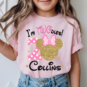 Camiseta personalizada de Minnie Mouse "I'm Twodles", para el segundo cumpleaños, D299 imagen 3