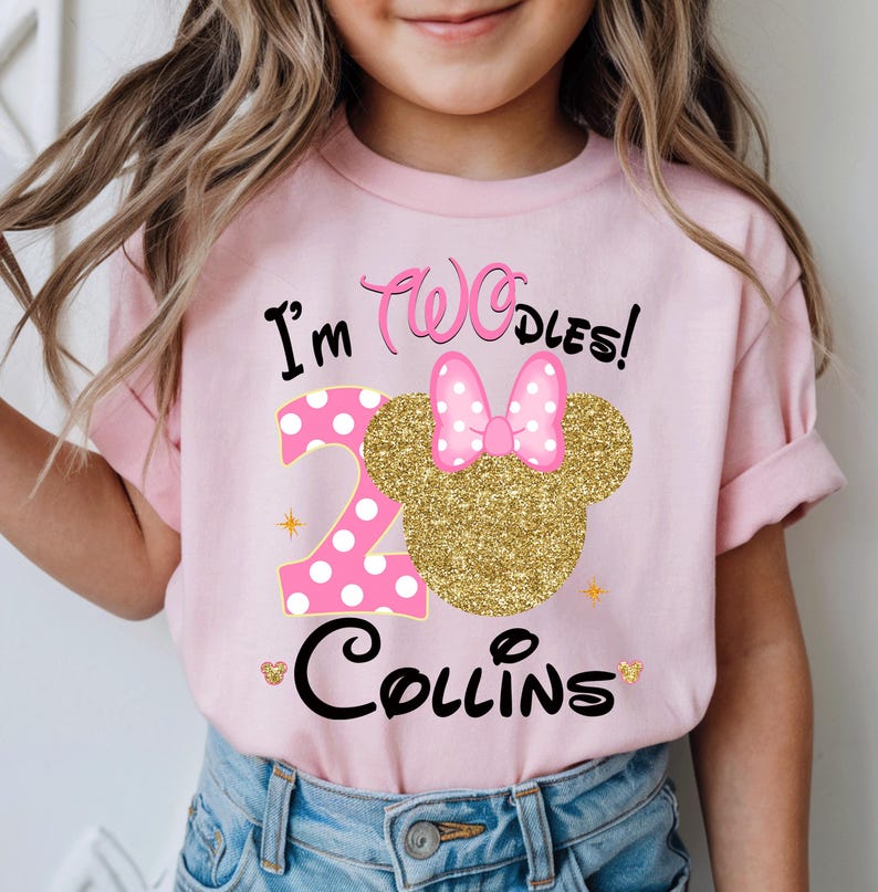 Camiseta personalizada de Minnie Mouse "I'm Twodles", para el segundo cumpleaños, D299 imagen 3