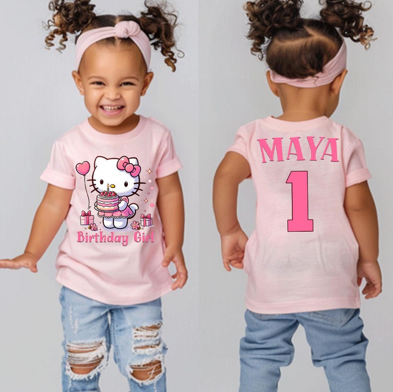Personlig Hello Kitty födelsedagströja: Anpassad familjematchande outfit D440 bild 4