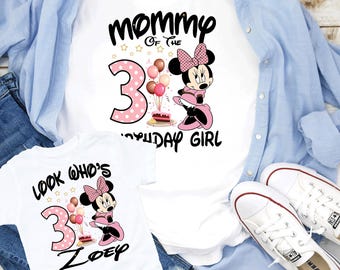 Minnie Birthday Family Shirts, Birthday Matching Family Shirts, Birthday Minnie Years, Birthday Disney Family Shirts, Kids Party Shirt D186