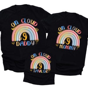 On Cloud Nine Birthday Shirt, Custom 9th Birthday Girl Boy Shirt, Happy 9th Birthday 9 Years Old, Toddler Kids Youth Birthday 9th Shirt D426